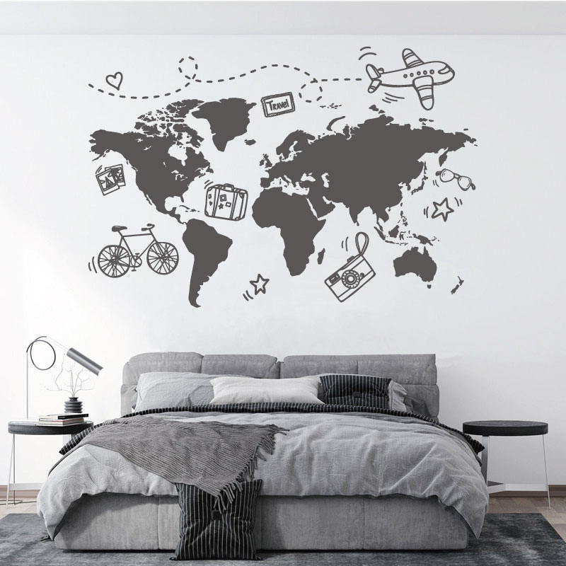 Office Furniture World - Go Travel World สติกเกอร์ติดผนังแผนที่ Office Travel
