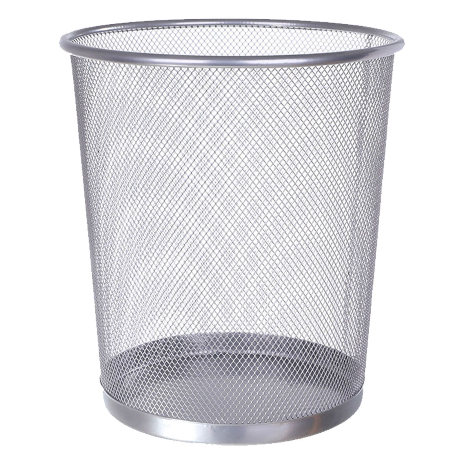 Paper Basket Mesh - ถังขยะเหล็กแบบตาข่าย ฝาเปิดได้ ความจุขนาดใหญ่ ระบายอากาศได้ดี ทรงกลม สำหรับใช้ในบ้านและสำนักงาน