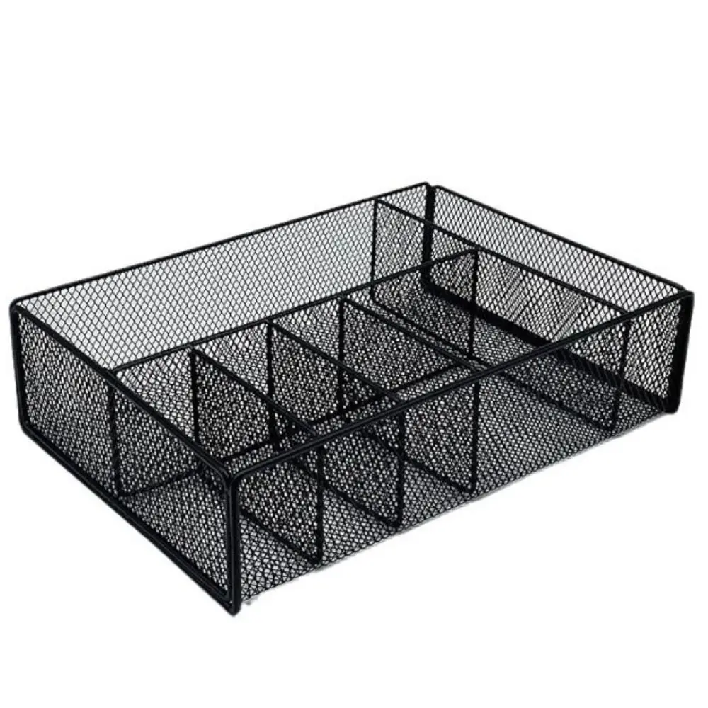 Paper Basket Mesh - โลหะสีดําตะกร้าเก็บตาข่าย Hollow OUT แผ่นกระดาษ Organizer มัลติฟังก์ชั่น
