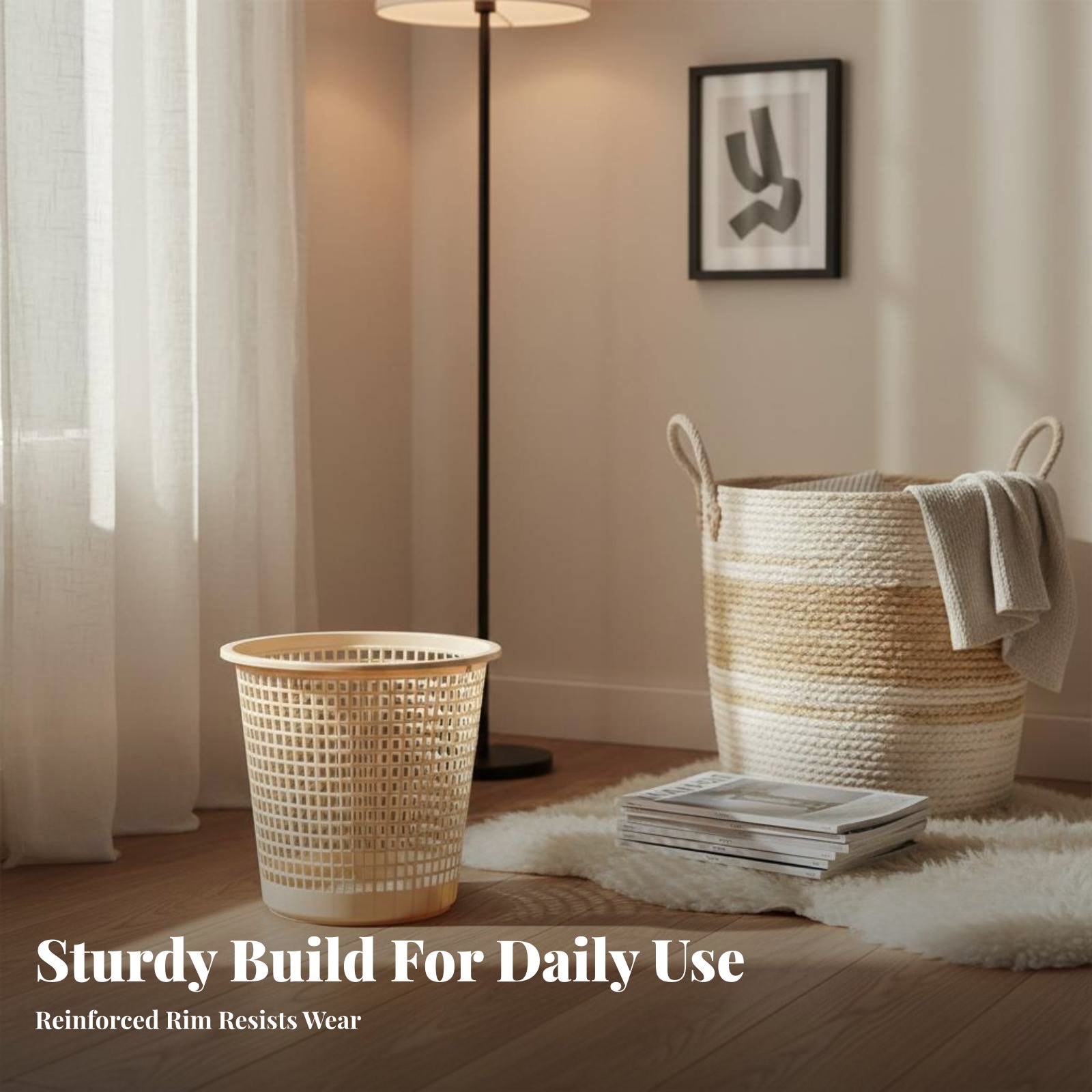 Paper Basket Mesh - ถังขยะแบบมีช่องระบายอากาศ ไม่มีฝาปิด ถังขยะพลาสติกตาข่าย ไม่มีฝาปิด ถังใส่กระดาษ ดีไซน์ทันสมัย