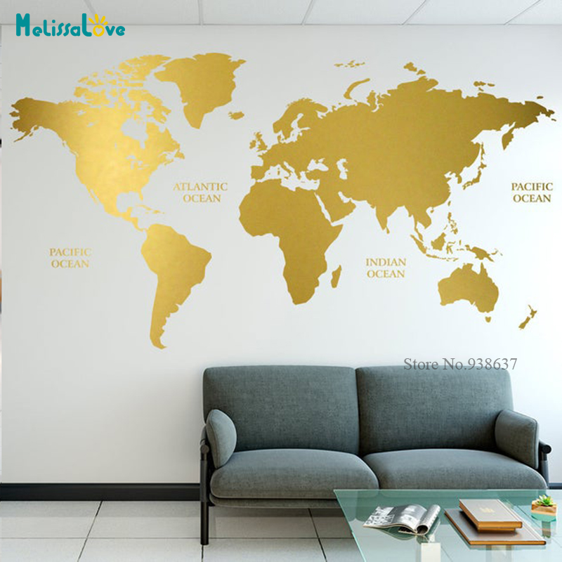 Office Furniture World - ทอง World แผนที่ Decal Geometric Wall