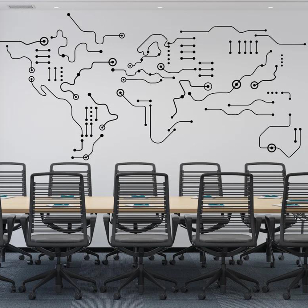 Office Furniture World - Circuit Board World แผนที่สํานักงานสติ๊กเกอร์ติดผนังเทคโนโลยีคอมพิวเตอร์ IT ซอฟต์แวร์