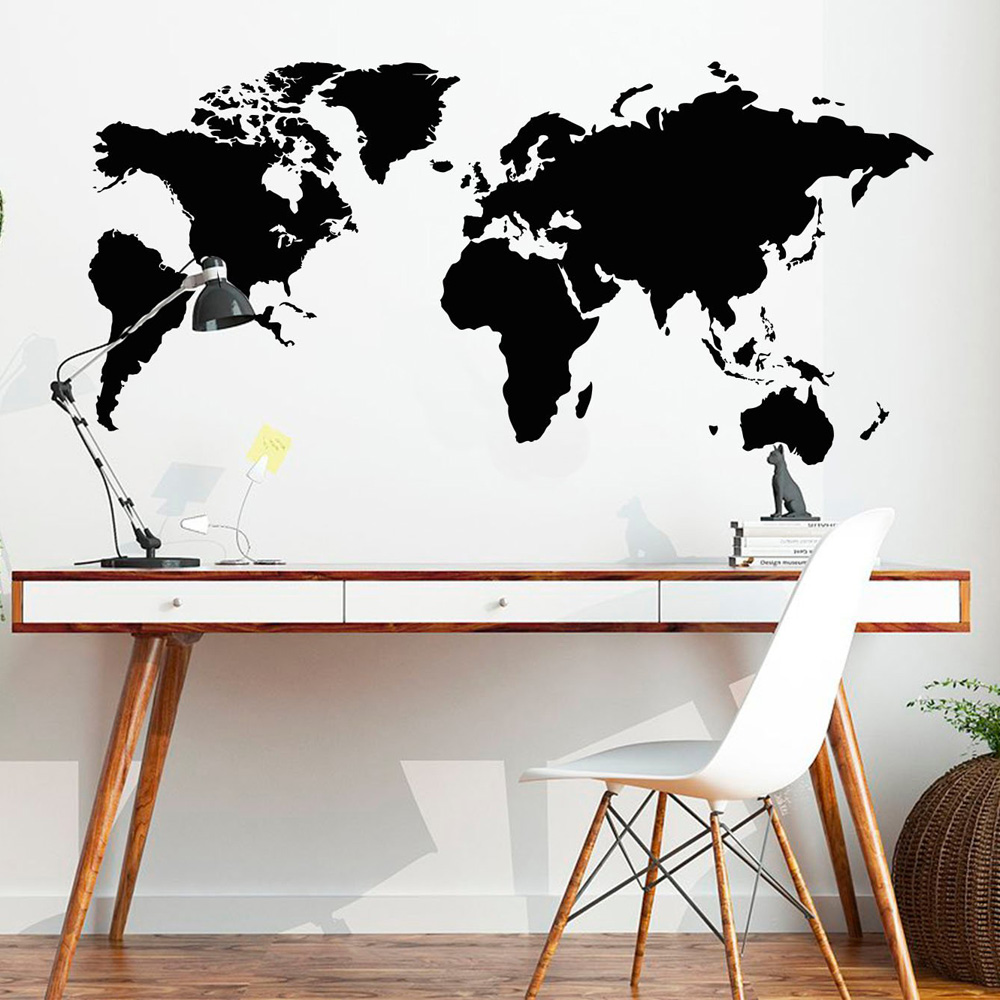 Office Furniture World - 2021 New World แผนที่สติ๊กเกอร์ติดผนังสำหรับตกแต่งห้องนั่งเล่นห้องนอนตกแต่งไวนิลวอลล์เปเปอร์ PVC แบบถอดได้ผนังรูปลอก