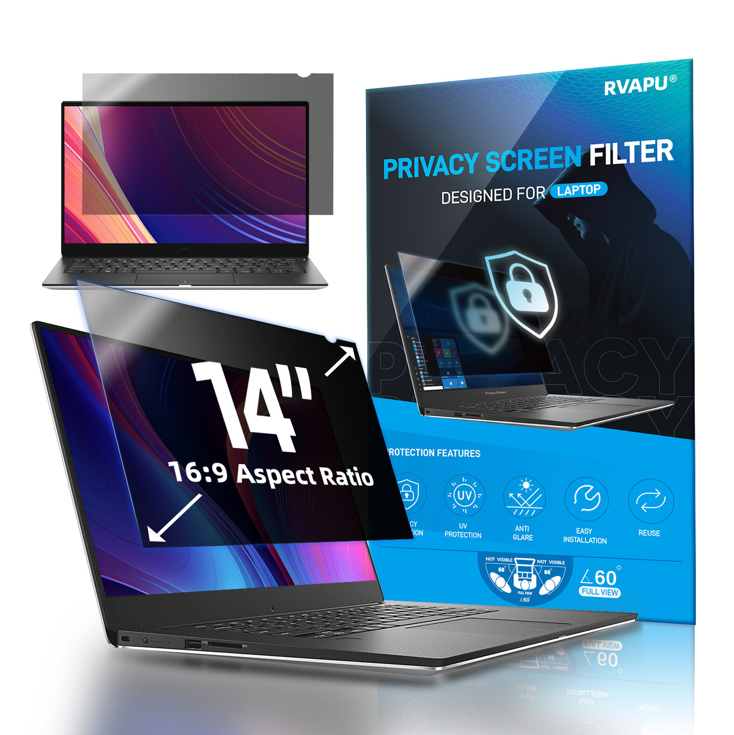 Monitor Privacy Filter - สําหรับแล็ปท็อป 14 นิ้วความเป็นส่วนตัว Anti-peep/spy ป้องกันหน้าจอแบบถอดได้คอมพิวเตอร์โน้ตบุ๊ค PC