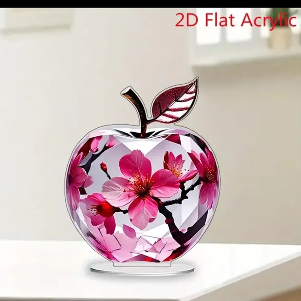 Office Furniture At Home - 1 ชิ้น, ของตกแต่งอะคริลิครูปแอปเปิ้ลแบน 2 มิติ ลายดอกเชอร์รี่