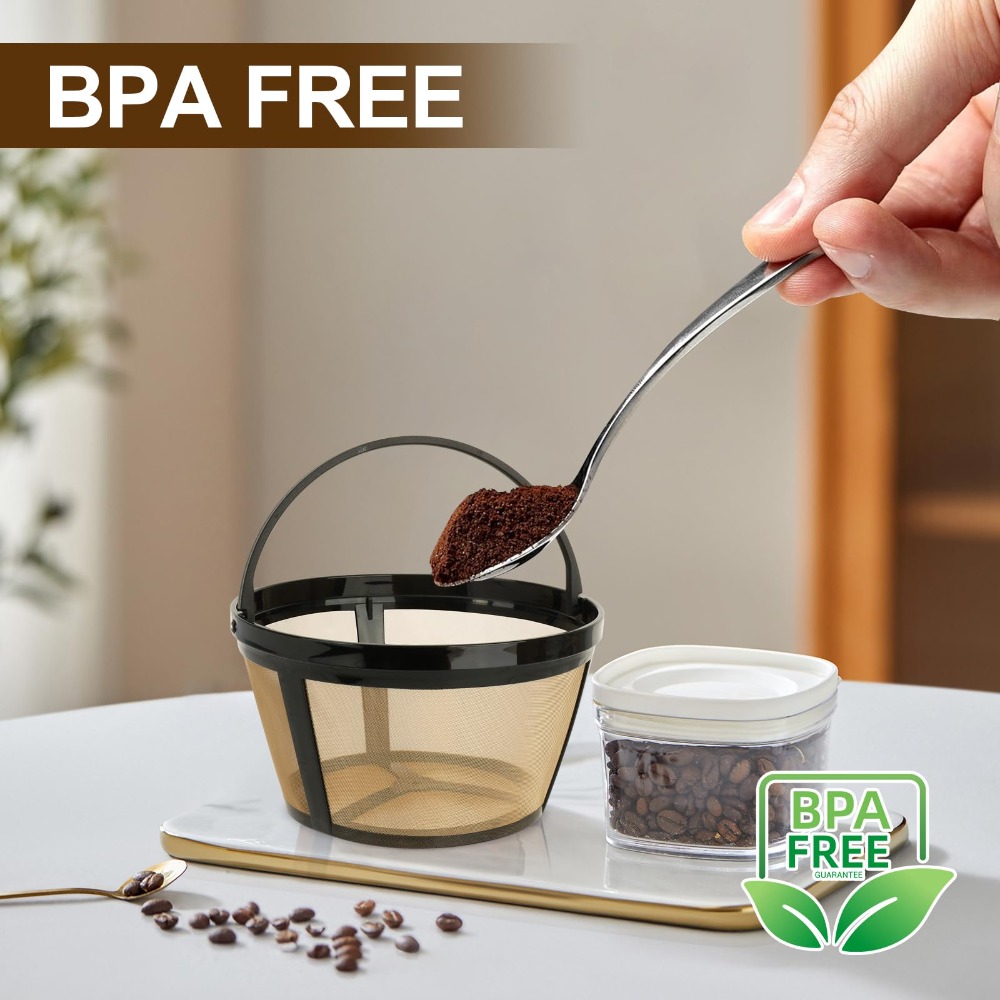 Paper Basket Mesh - ถ้วยกรองกาแฟแบบใช้ซ้ำได้ ใช้ได้กับเครื่องชงกาแฟแบบตะกร้ามาตรฐานส่วนใหญ่ ตัวกรองกาแฟแบบตาข่าย แทนที่กระดาษกรอง