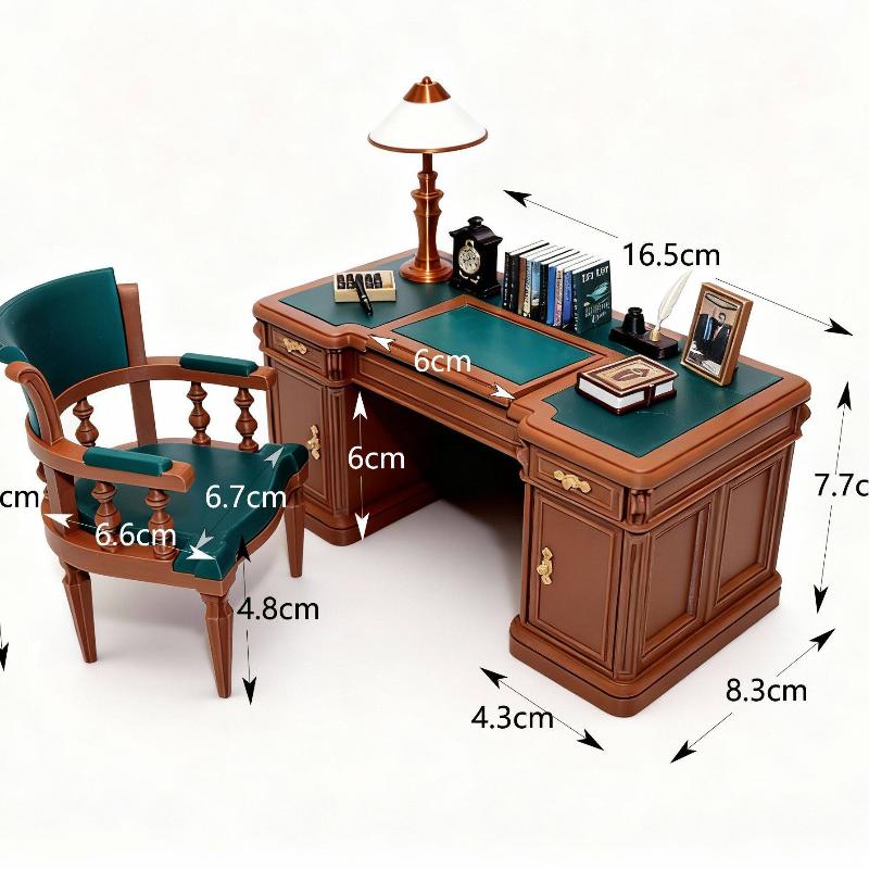 Office Furniture Solutions - 112 ชิ้น ชุดเฟอร์นิเจอร์บ้านตุ๊กตา โต๊ะทำงานและเก้าอี้ โต๊ะเขียนหนังสือสไตล์วิคตอเรียนขนาดจิ๋ว สำหรับฉากสะสม