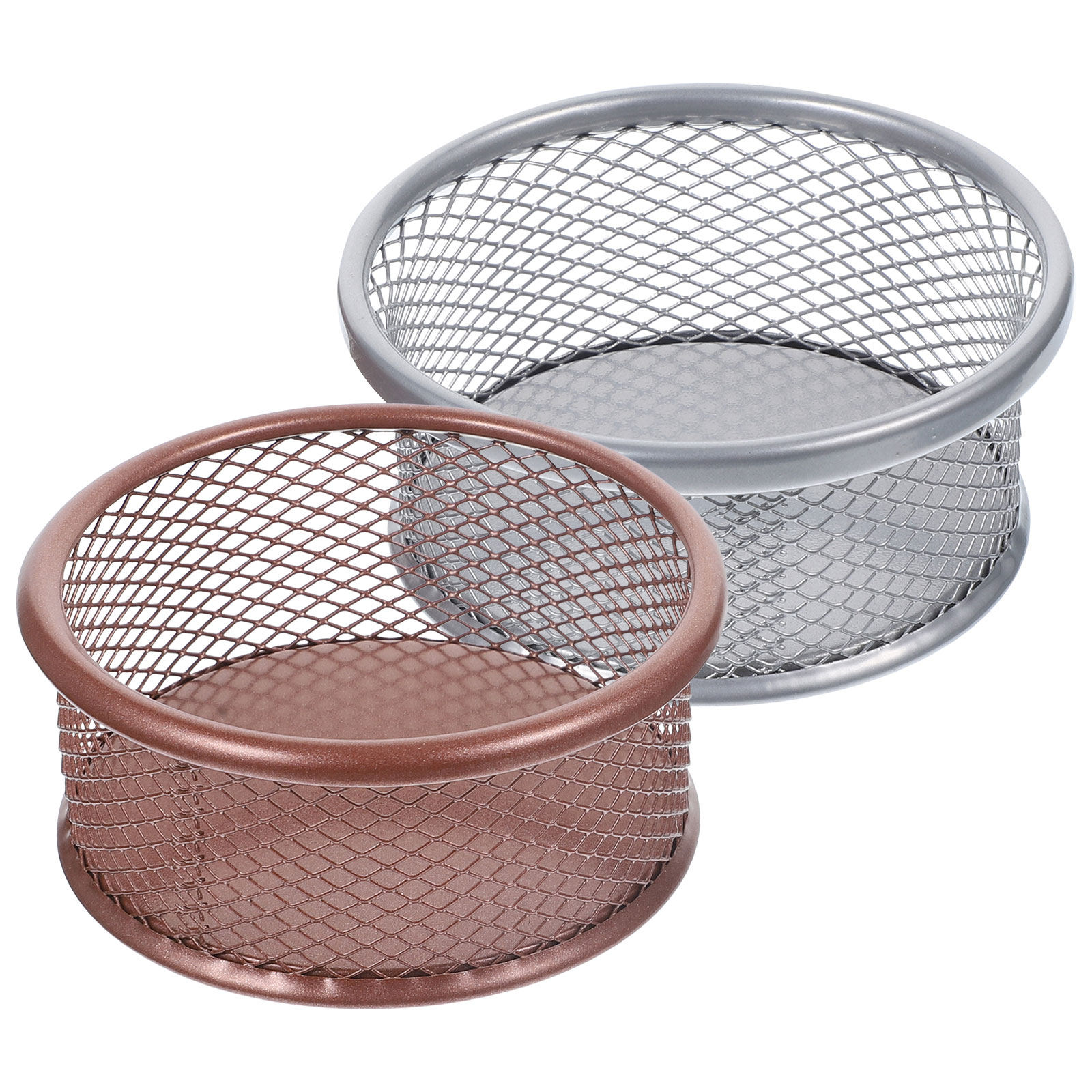 Paper Basket Mesh - 2 ชิ้นที่ใส่คลิปหนีบกระดาษโลหะ ดีไซน์ตาข่าย ประหยัดพื้นที่ ภาชนะจัดระเบียบโต๊ะ อุปกรณ์สำนักงาน