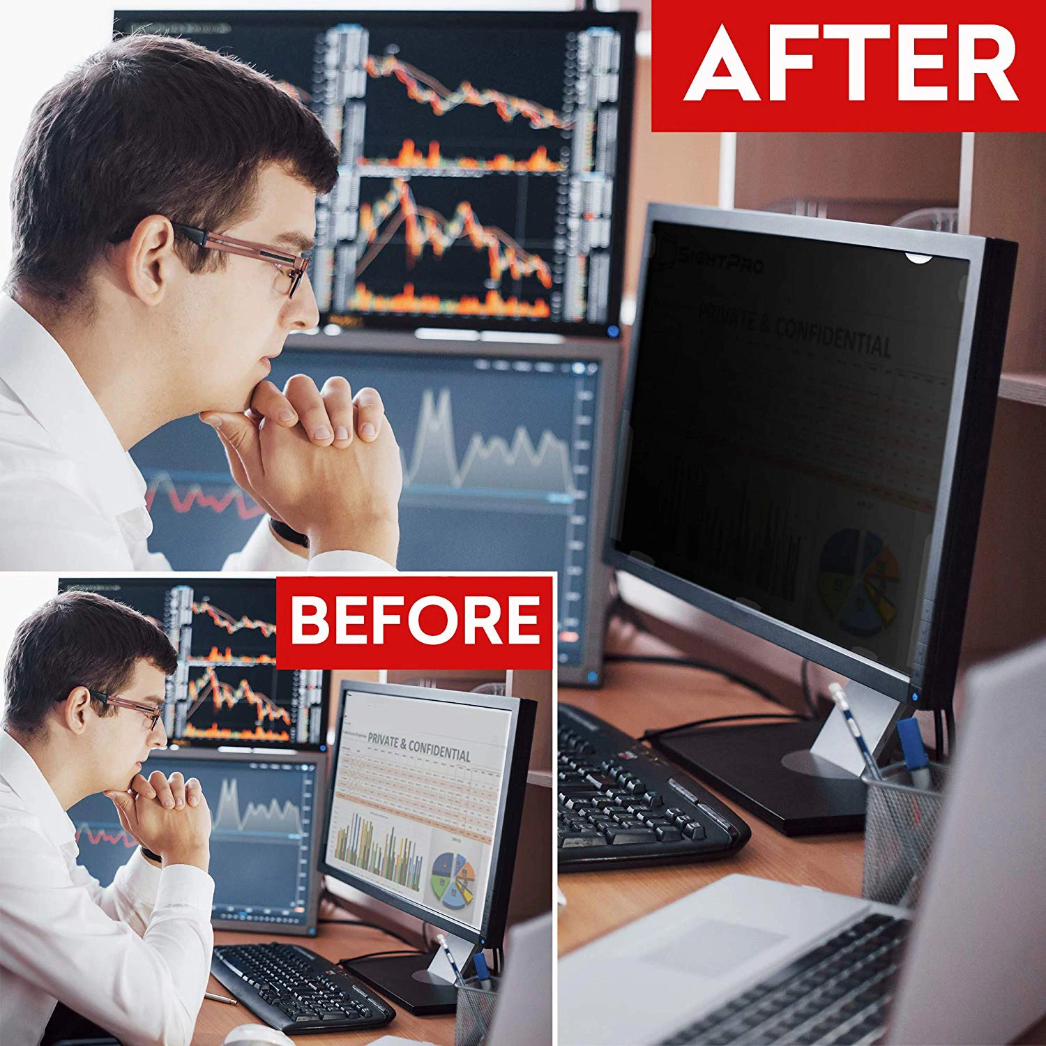 ฟิล์มป้องกันหน้าจอเพื่อความเป็ - Monitor Privacy Filter บทวิจารณ์และราคา