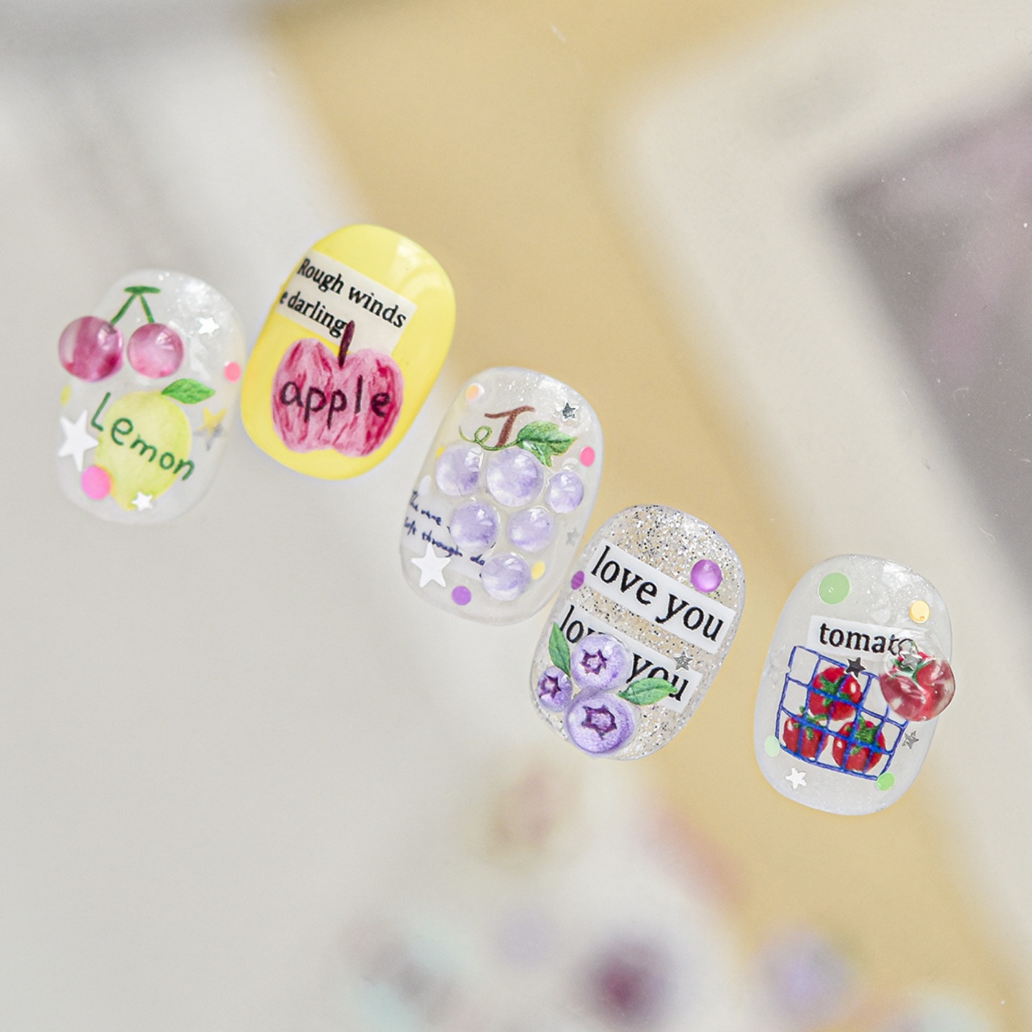 สติกเกอร์ติดเล็บลายผลไม้สด 5 ม - Paper Basket Mesh บทวิจารณ์และราคา