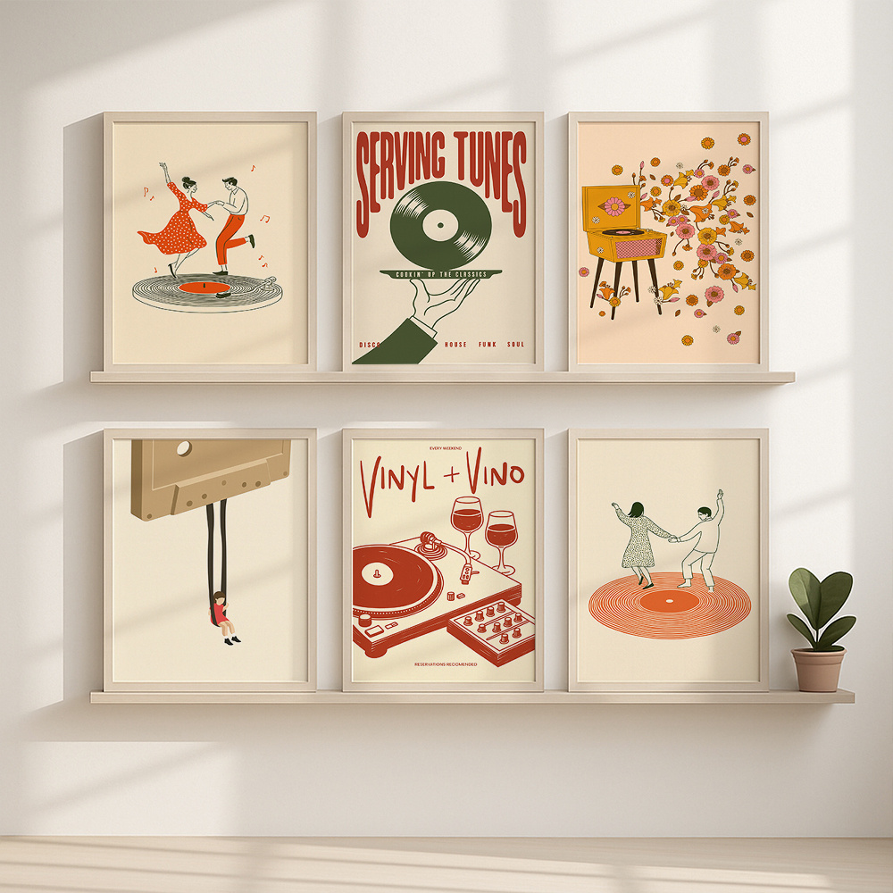 โปสเตอร์ผ้าใบลายดนตรีวินเทจ 1  - Office Furniture At Home บทวิจารณ์และราคา