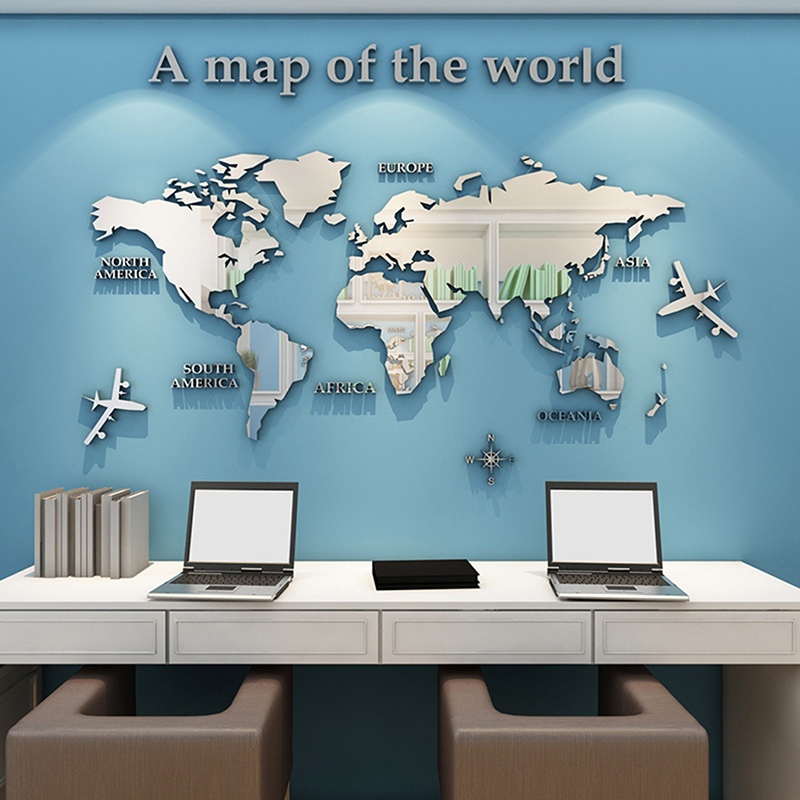 แผนที่โลกสติ๊กเกอร์ติดผนัง 3D  - Office Furniture World บทวิจารณ์และราคา