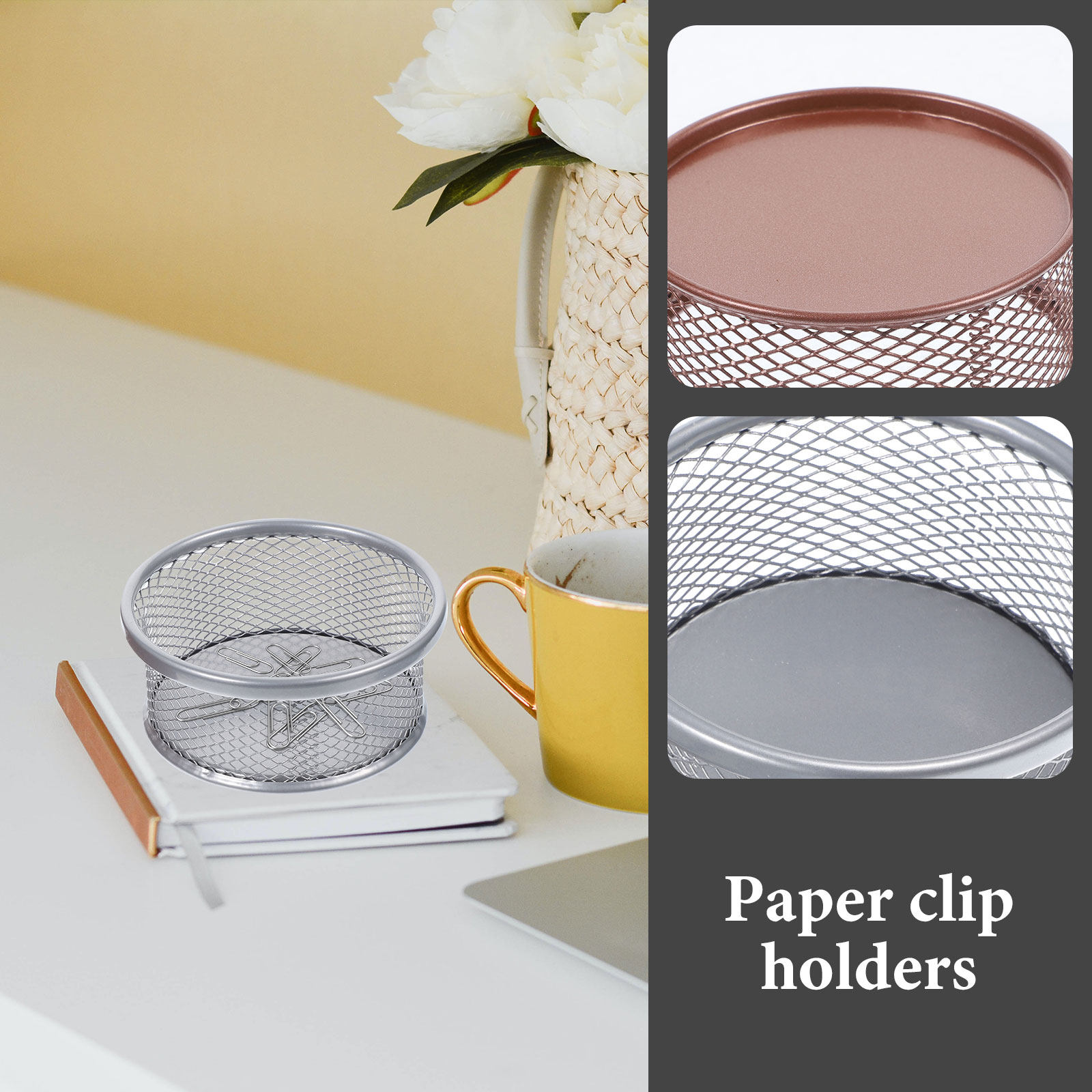 2 ชิ้นที่ใส่คลิปหนีบกระดาษโลหะ - Paper Basket Mesh บทวิจารณ์และราคา